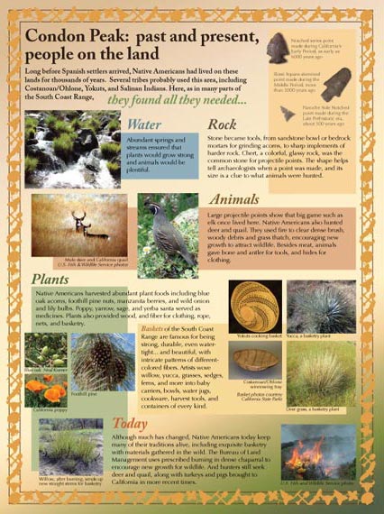 wayside panel, Condon Peak, native land use